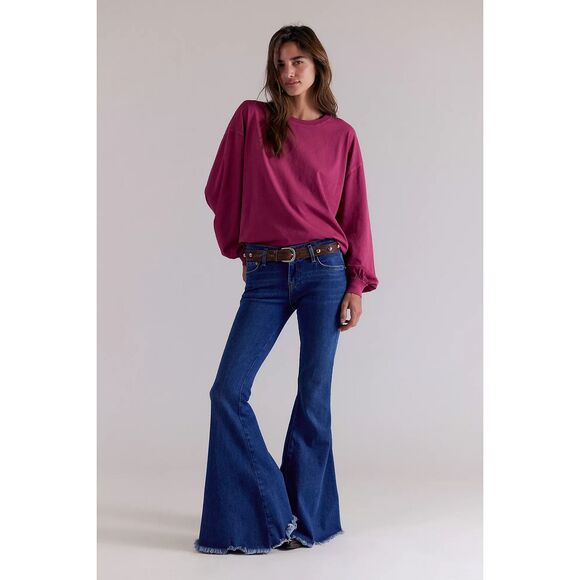 Free People Tops - Free people We The Free Perfect Oversized long sleeve Tee roses S NEW